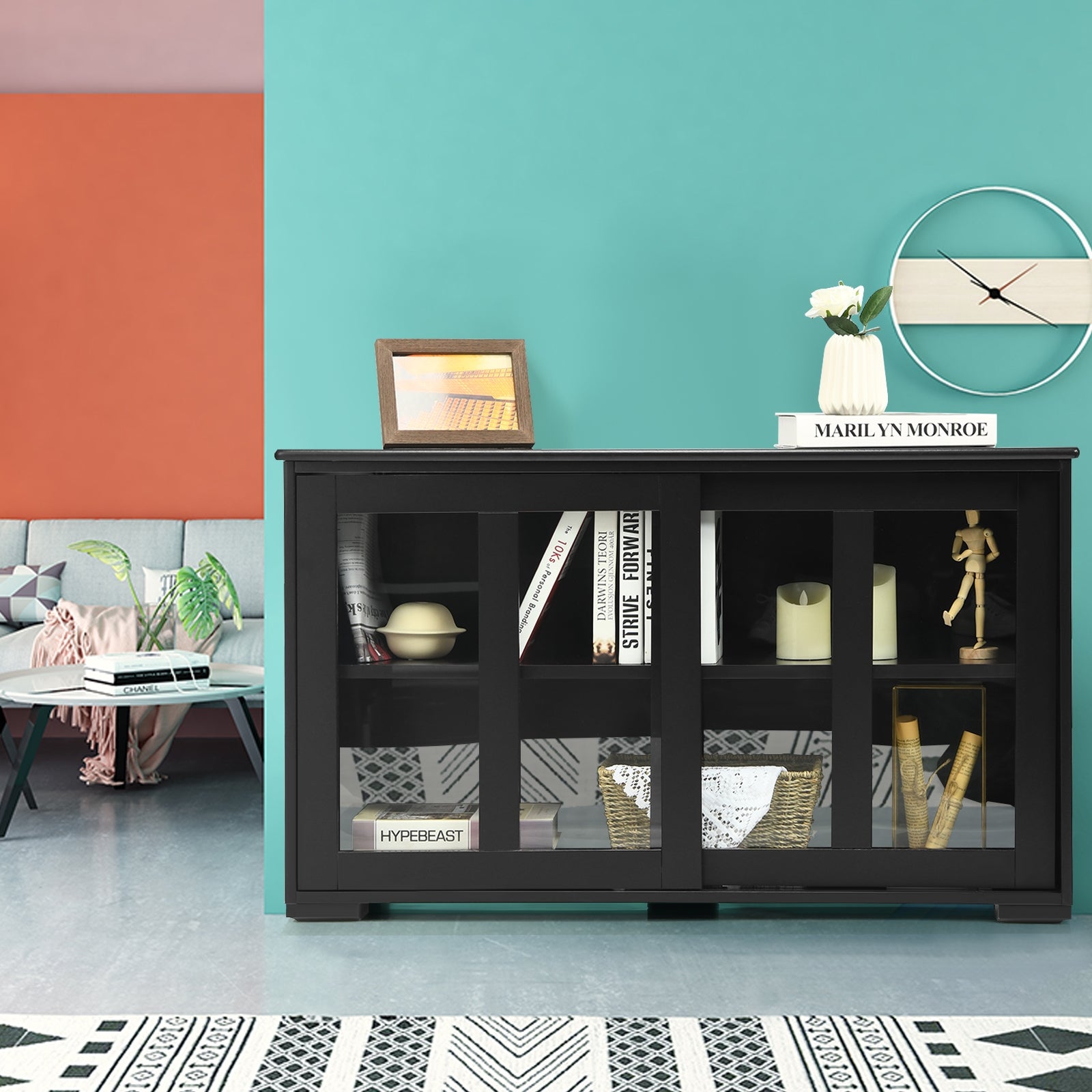 Sideboard Buffet Cupboard Storage Cabinet with Sliding Door