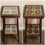 Square Talavera Tile End Table | Handmade Mexican Wood Accent Table