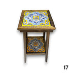 Square Talavera Tile End Table | Handmade Mexican Wood Accent Table