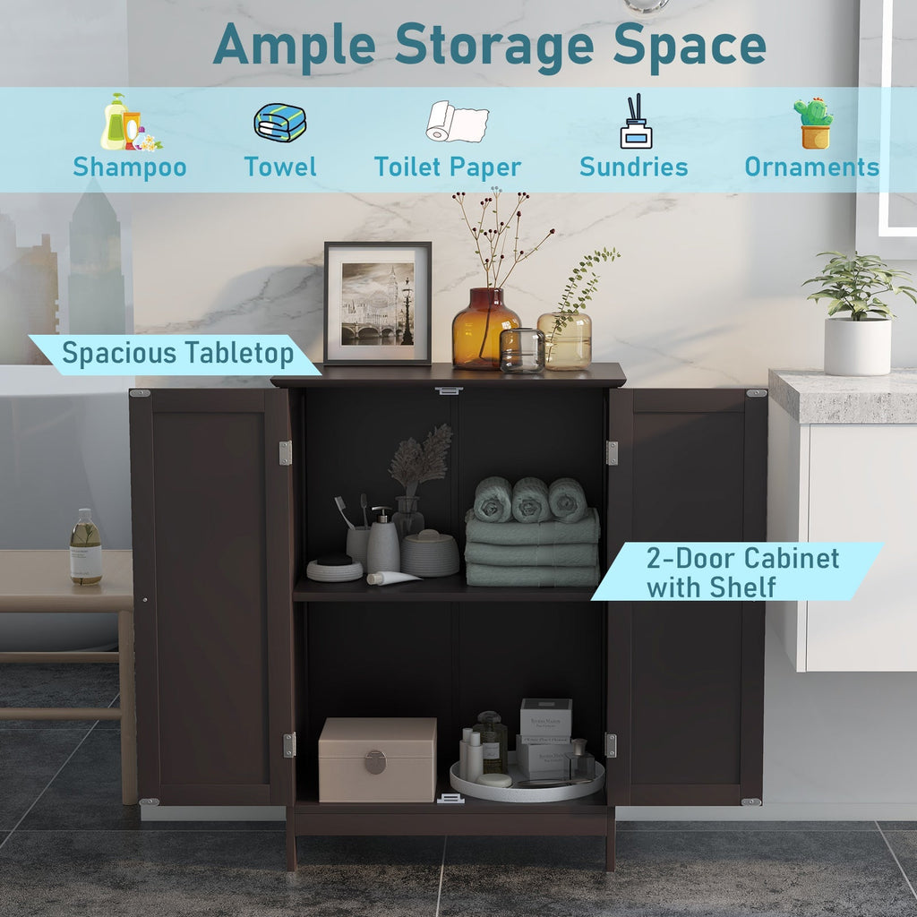 Bathroom Floor Storage Double Door Cupboard Cabinet