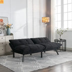 Sofa Bed Foldout Fabric Black Twin Adjustable Arms 800 lb