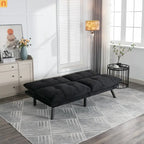 Sofa Bed Foldout Fabric Black Twin Adjustable Arms 800 lb