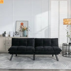 Sofa Bed Foldout Fabric Black Twin Adjustable Arms 800 lb
