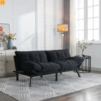 Sofa Bed Foldout Fabric Black Twin Adjustable Arms 800 lb