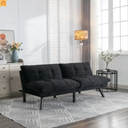 Sofa Bed Foldout Fabric Black Twin Adjustable Arms 800 lb