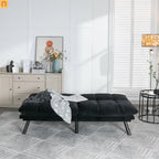 Sofa Bed Foldout Fabric Black Twin Adjustable Arms 800 lb
