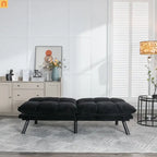 Sofa Bed Foldout Fabric Black Twin Adjustable Arms 800 lb