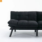 Sofa Bed Foldout Fabric Black Twin Adjustable Arms 800 lb
