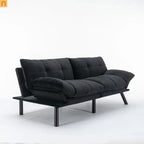 Sofa Bed Foldout Fabric Black Twin Adjustable Arms 800 lb