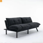 Sofa Bed Foldout Fabric Black Twin Adjustable Arms 800 lb