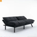 Sofa Bed Foldout Fabric Black Twin Adjustable Arms 800 lb