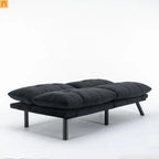 Sofa Bed Foldout Fabric Black Twin Adjustable Arms 800 lb