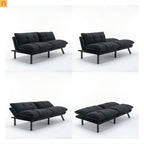 Sofa Bed Foldout Fabric Black Twin Adjustable Arms 800 lb