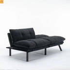 Sofa Bed Foldout Fabric Black Twin Adjustable Arms 800 lb