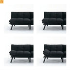 Sofa Bed Foldout Fabric Black Twin Adjustable Arms 800 lb