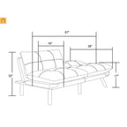 Sofa Bed Foldout Fabric Black Twin Adjustable Arms 800 lb