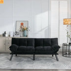 Sofa Bed Foldout Fabric Black Twin Adjustable Arms 800 lb